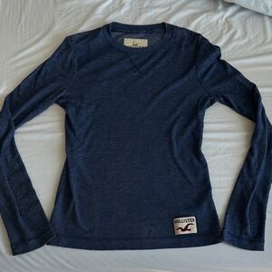2004 Y2K Hollister Dark Navy Waffle Thermal Crewneck